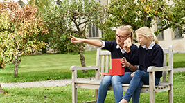 Schoolgirls in the courtyard of Salem Castle Schoolgirls in the courtyard of Salem Castle