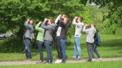 Vögel beobachten auf dem Spetzgarter Schlossgelände Im Rahmen einer Projektwoche rund um den Tag der Artenvielfalt hatten die Schüler die Möglichkeit verschiedene Vogelarten auf dem Spetzgarter Schlossgelände zu entdecken.
